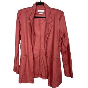 Level 99 S Rose Pink Rachel Stretch Linen Blazer 3/4 Cuffed Sleeves Open Front